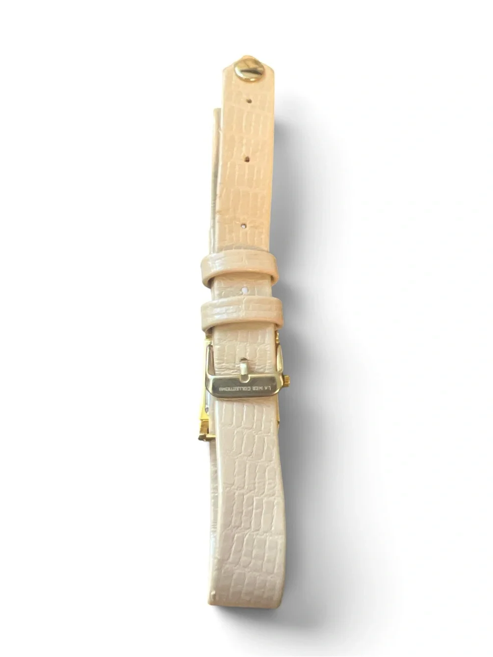 La Mer Collections Wrap Watch Cream Croc Embossed Gold Roman Double Wrap
